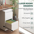 Yukimo 2 Drawer File Cabinet for Home Office, Vertical File Cabinet with Lock, Locking File Cabinet Hanging Files for A4/ Legal/Letter, Require Assembly, White