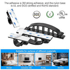 XHF 30pcs Adhesive Cable Wire Clips Kit Black, Outdoor Cable Management Wire Organizer Cord Holder for Under Desk, Car, Wall, TV PC Ethernet Cable