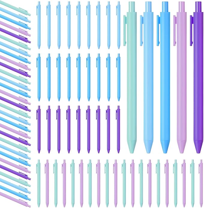 Fulmoon 50 Pcs Ballpoint Pens Bulk Retractable Comfortable Writing Pens Cute Back to School Supplies in Medium Point 1.0 mm for Teacher Student Bridal Shower Baby Shower (Multicolor,Black Ink)