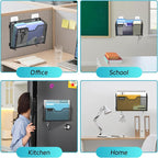 SUPEASY Magnetic File Holder, 3 Pack File Folder Organizer, Wall File Organizer, No Drilling Paper Document Holder & Binder Holder for Home / Office (with Label Panel, 8 * Adhesive Wall Hook)