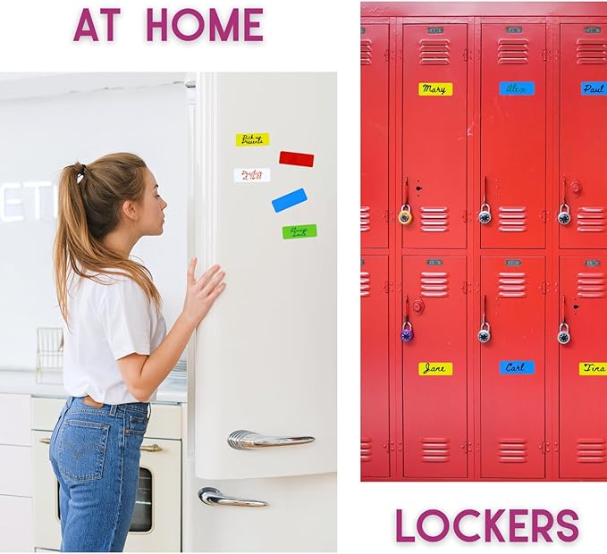 Availey 60 Pieces (3.2 x 1.2) - Full Colored Magnetic Dry Erase Labels - Reusable Strips for Classroom Home Office Garage Refrigerator Blank Writable Erasable Cards Name Tags Students Locker Shelf
