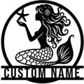Custom Mermaid Metal Sign,Personalized Mermaid Name metal Signs,Mermaid Wall Decor,Beach Theme Decor, Girls Mermaid Room Decor,Metal Wall Decor (Style-1)