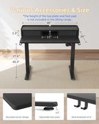 YIHAYO Electric Standing Desk with Drawers, 40 x 24 Inches Adjustable Desk with Storage Shelf, Stand Up Desk with Splice Board, Computer Desk for Home Office, Black Frame/Black Top