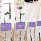 ChissNook Reserved Seating Chair Signs, This Row Is Reserved Pew Cloths Seating Placeholder for Church Pews, Purple Wedding Decorations for Reception Parties Celebrations Event (Purple, 4 PCS)