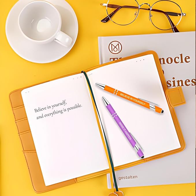 9 Pcs Inspirational Pens Bulk - Motivational Ink Ballpoint Pen with Quotes Stylus Tip Nurse Gifts for School Coworkers Office Supplies Black Ink