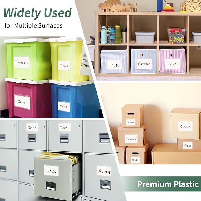 NIUBIER Storage Bin Labels, 42 Pack 4x6 Index Card Holder, Clear Adhesive Pockets, Removable Tote Labels Stickers for Packing Moving Box & Containers, Easy Peel Off
