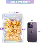 5.5x7.8 inch Holographic Packaging Bags, Resealable Foil Pouch Mylar Sample Bag Great for Small Business and Party Favor Food Storage（50 Pcs-5.5x7.8 in）Holographic Color