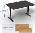 VIVO Electric 48 x 30 in Standing Desk, Memory Height Adjustment, 1B Series, Holds 220 lbs, One-Piece Black Top, Black Frame, DESK-KIT-1B5B