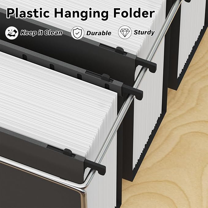 ANSOOK Extra Capacity Hanging File Folders Letter Size, 3 Inch Reinforce Expanding File Folder,12 Pack Plastic File Cabniet Folders,Hanging File Frame Organizer,File Folder Hanging with Tabs