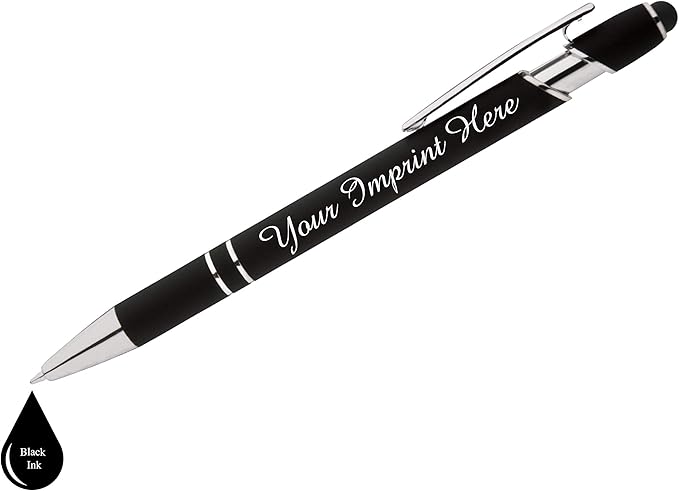 Up to 500 Pcs Custom Pens Bulk | Rainbow of Colors | Soft-Touch Metal Black Ink Personalized with Name or Message (Black, 1000 pcs)