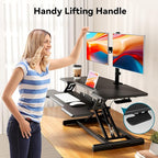 JYLH JOYSEEKER 35" Standing Desk Converter, Height Adjustable Desktop Riser with Keyboard Tray for Two Monitors, Sit to Stand up Computer Workstation for Home Office, Black