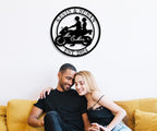 HYTSIGN Personalized Biker Couple Metal Sign, Custom Motorcycle Rider Wall Art, Anniversary & Wedding Gift, Biker Couple Gift