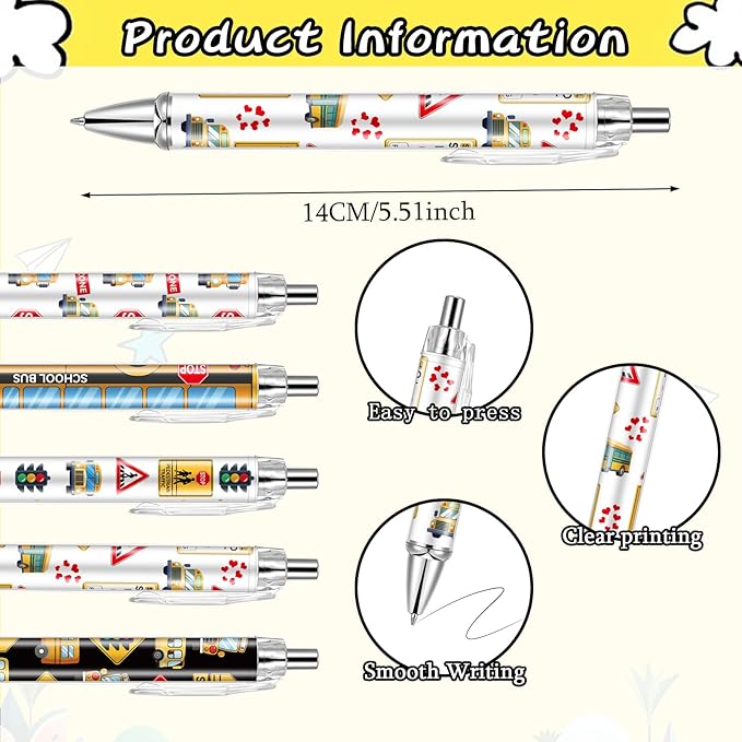 30 PCS School Bus Pens Bulk, Back To School Supplies Pens Teachers Pen with 1mm Black Ink Replaceable Ballpoint Pen Refill for Men Women Office Supplies (Bus Driver,30)