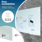 Magnetic Glass Dry Erase White Board Whiteboard Glass Writeboard 40"x60" Tempered Glass Dry Erase Board Wall Mounted Frameless Writing GlassBoard for Office School Home (White)