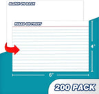 Chell Extra Heavyweight Ruled Index Cards 4x6 Inch, No Bleed-Through, 200 Count, Ruled Front and Blank Back, 85 lb. Cover Weight, White
