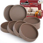 Yelanon Non Slip Furniture Pads,8 Pcs 2” Furniture Coasters - Rubber Furniture Feet Caster Cups, Non Skid Furniture Grippers,Anti Slide Floor Protectors - Keep Furniture in Place(Brown)