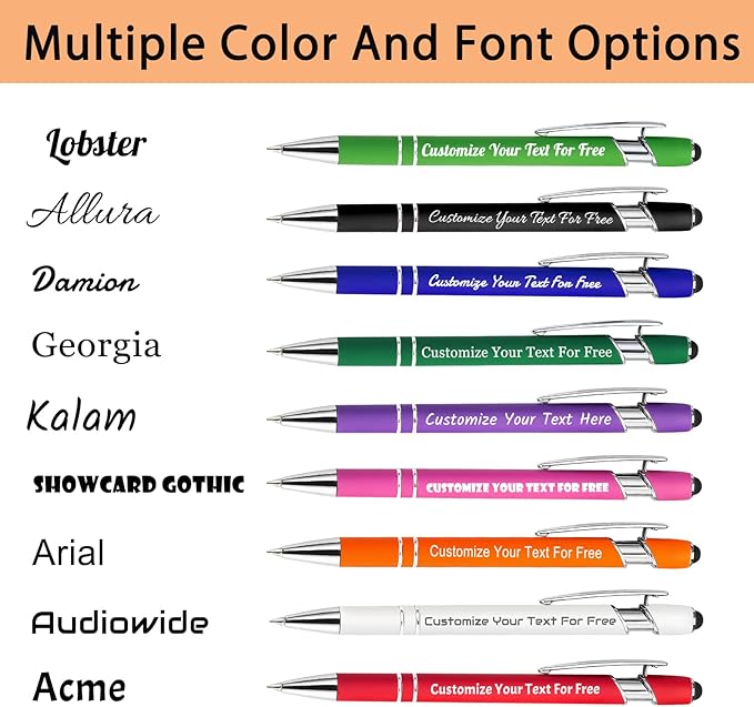 Max 500 Pcs Personalized Pens Bulk, Custom Pens with Free Engraving, Customized Stylus Tip Ballpoint Pen with Your Name Massage Text for School Office Business Graduation Anniversaries-10 Packs