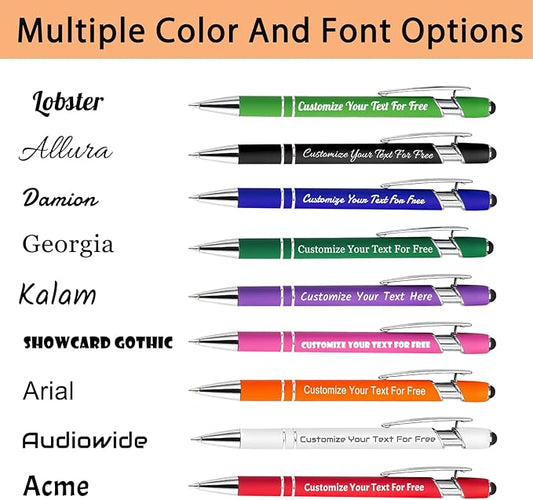 Max 500 Pcs Personalized Pens Bulk, Custom Pens with Free Engraving, Customized Stylus Tip Ballpoint Pen with Your Name Massage Text for School Office Business Graduation Anniversaries-20 Packs