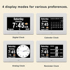 SSYA Dementia Clocks with Day and Date for Seniors,13 Alarms Custom Reminders, Extra Large Digital Calendar Clock for Elderly. (White)