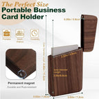 Yookin Wood Business Card Holder Wooden Magnetic Business Card Case Portable Simple (Black Walnut)