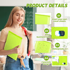 Henoyso 18 Pcs Plastic Folders with Clear Front Pockets Heavy Duty File Folders with 2 Pockets and Card Slot for Student Communication School Office Presentation Report (Fluorescent Green)