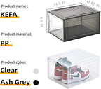 KEFA XL Shoe Storage Box, 6 PACK Shoe Boxes Clear Plastc Stackable Organizer, Clear Plastic Shoe Boxes Fit for US 15 (6 PACK CLEAR)