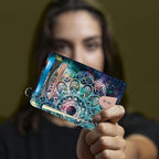 BWEGRHE Small Travel Wallets, Art Mandalas Slim Minimalist Front Pocket Wallet with Wristlet, RFID Blocking PU Leather Credit Card Holder with ID Window Change Purse for Men Women