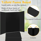 AKONEGE 3PCS Small Trifold Poster Board, 21 x 14 Inches Black Corrugated Cardboards Mini Tri Fold Poster Boards for School Projects, Science Fair, Business Presentations, Exhibitions, Event Display