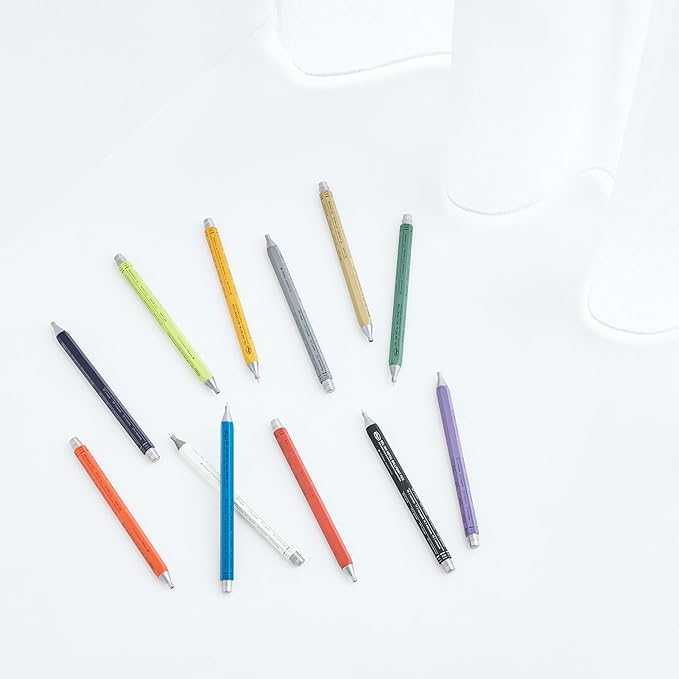 MARK'STYLE days, Gel Ink Metal Ballpoint Pen - 0.5mm Retractable Black Ink, Retro styling Light Weigh Pen, Made in Japan- Perfect for School, Office, and Journaling (Blue)