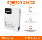 Amazon Basics Multipurpose Copy Printer Paper, 8.5 x 11 Inches, 20 lb, 1 Ream, (500 Sheets), 96 Bright, White