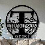 Custom Metal Signs | Personalized Monogram Name Sign | Outdoor Wall Art for Family Name | Custom Name Metal Sign, Last Name, Anniversary, Wedding Gifts for Women, Wife, Parents, couple (6'') (Design 4)