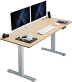 VIVO Electric 60 x 24 in Real Bamboo Standing Desk, Memory Height Adjustment, 1B Series, Holds 220 lbs, One-Piece Top, Gray Frame, DESK-KIT-1G6O
