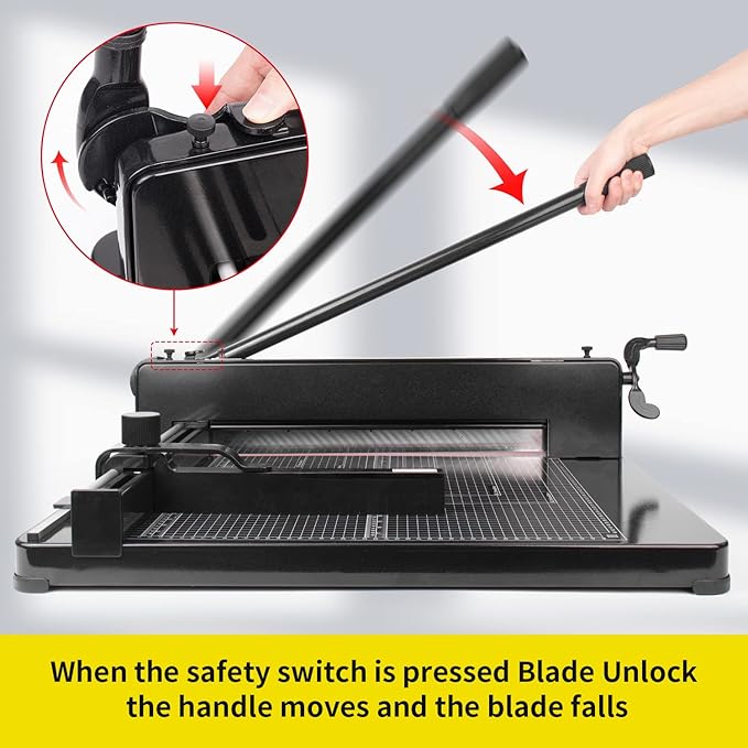 A3 Heavy Duty Paper Cutter, 17"Guillotine Paper Cutter, High-Speed Steel Blade 1.57" Stack Cutting