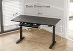 Claiks Standing Desk with Drawers, 55x24 Inch Electric Adjustable Height Stand Up Desk Computer Workstation, Black