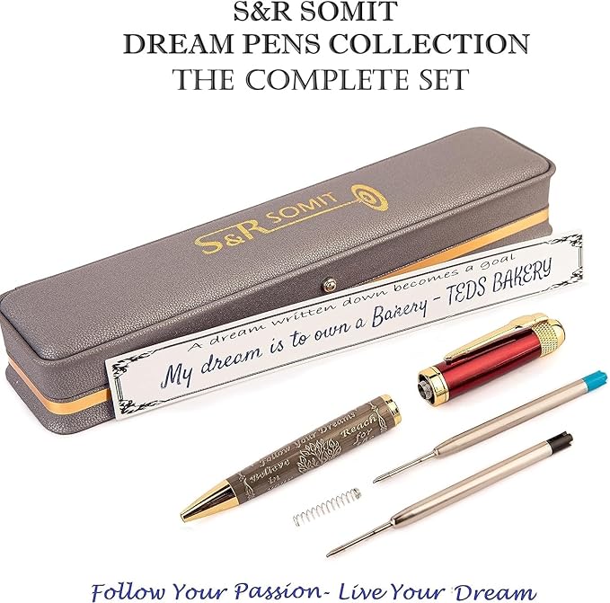 S&R Somit Fancy Pen For Men and Women With Gift Box - Valuable Luxury Pen for Business and Office, Executive Gift for Family & Friends - Special Engraving & Led Decorative Box (RED GOLD)