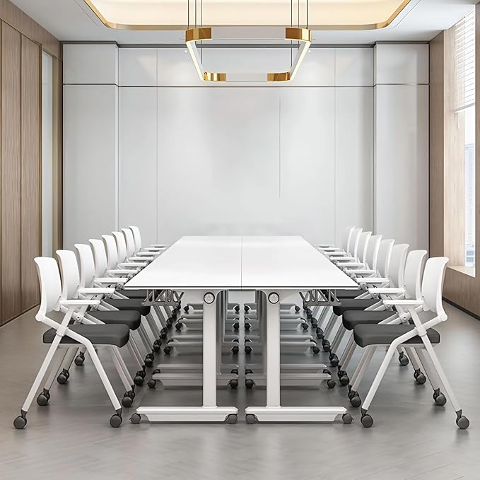 10Pack Conference Room Table, Folding Conference Table for Office Classroom, Mobile Training Tables with Casters Silent Wheels, Large Rectangular Convertible Modular Seminar Tables (L47.2in)