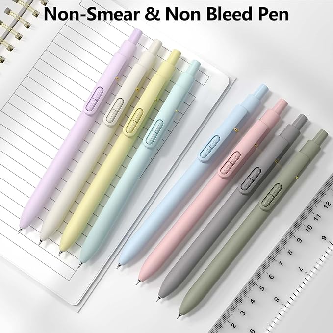 inkipen- 8 Pack Pens, Gel pens Black Ink, Fine Point(0.5mm),Quick-Drying Smooth Writing,School and Office Supplies