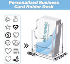 HJX Custom Business Card Holder Desk-Personalized Engraved Wooden Business Card Case Holder, Customized Name Logo Business Card Display Gifts for Men Women (Acrylic-Vertical)