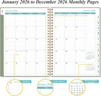 2026 Planner - Planner 2026 from January 2026 - December 2026, Weekly & Monthly Planner Spiral Bound with 12 Monthly Tabs, Inner Pocket, 6.4" x 8.5", Green-A