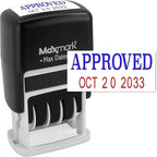 MaxMark Self-Inking Rubber Date Office Stamp with Approved Phrase Blue Ink & Date RED Ink (Max Dater II), 12-Year Band