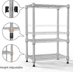 M MZG 450 lbs Wire Storage Shelving 3-Tier Utility Shelving Unit Steel Organizer Wire Rack for Home,Kitchen,Office,Chrome(11.8" D x 17.7" W x 26.4" H)