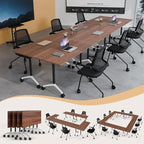 Folding Conference Table 4ft 5ft, Foldable Office Meeting Desk for 6 People, Multiple Sizes Colors Mobile Conference Room Table for Training Room School Business Furniture (2, Walnut, 55in)