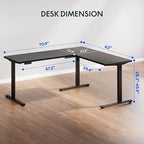 FLEXISPOT L Shaped Standing Desk, 71 x 63 Inch Electric Height Adjustable Corner Desk, Sit Stand Computer Workstation, Preset Controller, Home Office, Black Frame with Black Top, Black Drawer