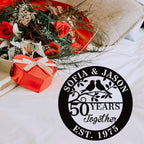 efcustomgifts Personalized 50th Anniversary Metal Signs for Couple, Wedding, Family Name Gifts, 8x10 or 11x14 inches, Black, Classic Style, Love Theme