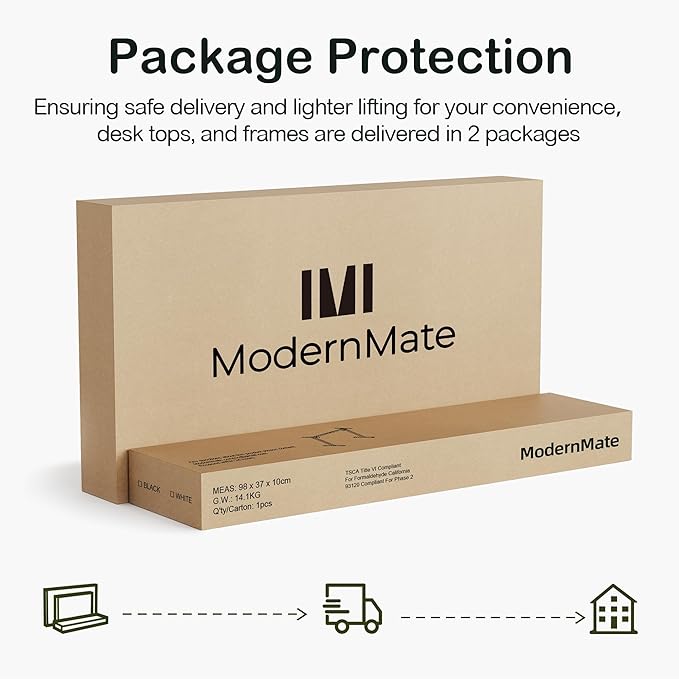 ModernMate Standing Desk with 4 Drawers, 47.2 x 23.6 Inch Whole Piece Height Adjustable Electric Sit Stand Desk, Computer Home Office Workstation with Open Storage Shelf, Rustic Brown