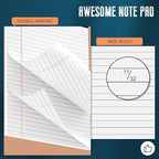 White Legal Note Pads 8.5X 11'', 24 Pack Legal Paper Note Pads, Micro Perforated Wide Ruled Lined Writing Pads 30 Sheets per Notepad Double-Side Printed Note Pad 8.5x11 for Home, Office, School
