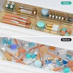 WOWBOX 9 Pack Clear Drawer Organizer Set, Acrylic Drawer Storage Trays, Storage Bins for Makeup, Cosmetics, Jewelries, Utensils, Gadgets, Office, Champagne