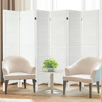 6 Panel Room Dividers and Folding Privacy Screens, Divider for Room Separation, Wood Louvered Divider Wall, Wooden Partition for Home Office Bedroom (White-Washed)