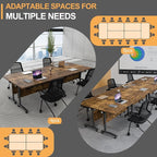Folding Conference Table 4ft 5ft, Foldable Office Meeting Desk for 6 People, Multiple Sizes Colors Mobile Conference Room Table for Training Room School Business Furniture (6, Brown, 71in)