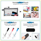 AGM Portable White Board Dry Erase Notebook, 12" x 9" Double Sided Folding Whiteboards with 3 Pens, Small Travel Dry Erase Board Skin-Friendly Material for Study, Meeting, Planning, Dark
